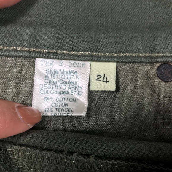 Rag & Bone Army Green Distressed Cutoff Shorts - Picture 7 of 7